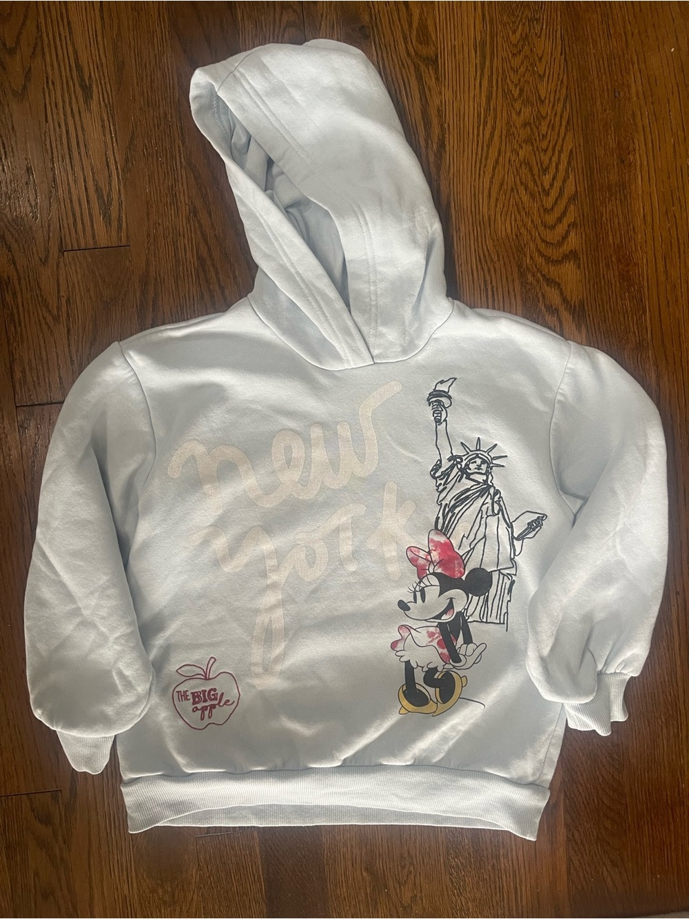 Disney Kids White Minnie Mouse New York Pullover Hoodie size : S(7)